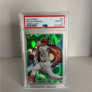 Nolan Gorman 2023 Finest Green Lava /99 Card Topps Finest - PSA 10 Gem MT